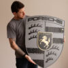 Quadro Decorativo Turbonite Gray Limitado Tripla Camada Logo Porsche 80x62cm Alto Padrão Premium Automotivo