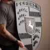 Quadro Decorativo Turbonite Gray Limitado Tripla Camada Logo Porsche 80x62cm Alto Padrão Premium Automotivo