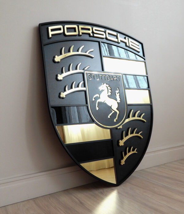 Brasão Porsche Nitro Arte de Parede Multicamadas 62x80